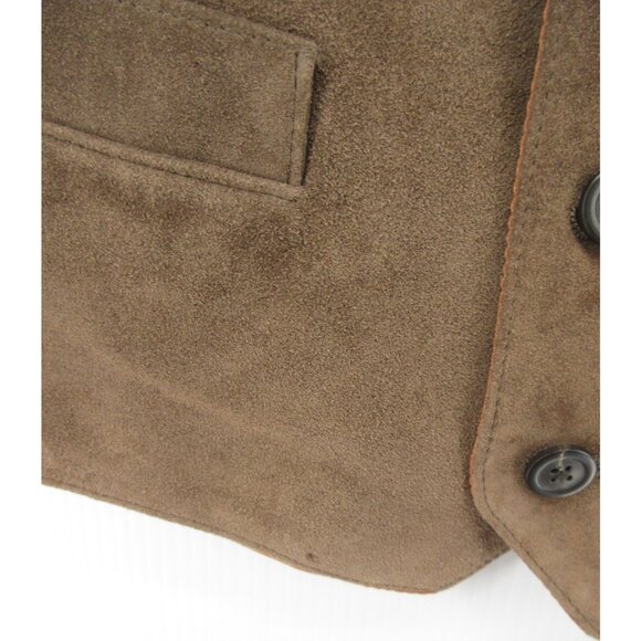 VINTAGE Banana Republic Vest XS Waistcoat Leather Suede Safari 90s * - Picture 4 of 12